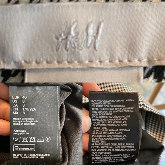 H&M Sheath Dress Hounds Tooth Size 8 Black White Multi Season Work, Business - Picture 5 of 5